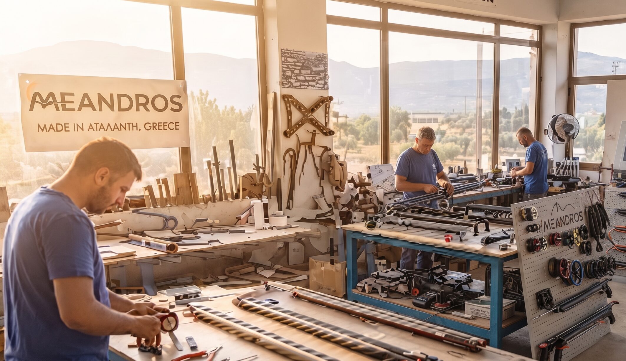 A MEANDROS craftsman assembling a speargun